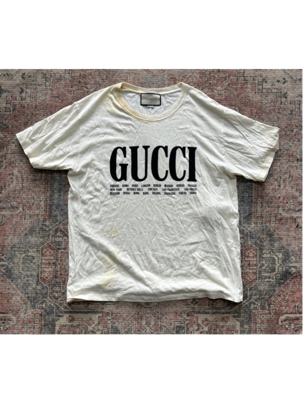 GUCCI T-Shirt Size: XXL City Logo (Cities Print Tee 492347 X3M22) Used BEEG-0